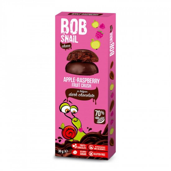 Bob-snail étcsokoládés gyümölcs snack alma-málna 30g