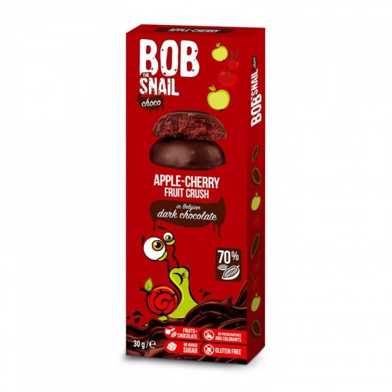 Bob-snail étcsokoládés gyümölcs snack alma-meggy 30g