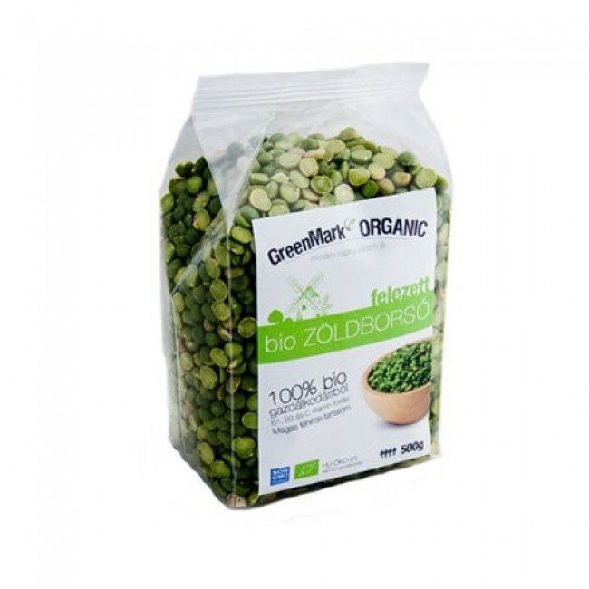 Greenmark bio zöldborsó felezett 500g Greenmark bio zöldborsó felezett 500g
