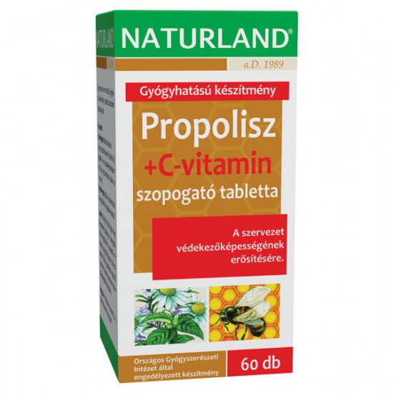 Naturland propolisz+C-Vitamin tabletta 60db