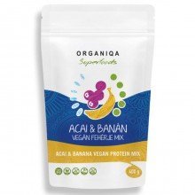 Organiqa 100% bio acai-banán vegán fehérje mix 400g