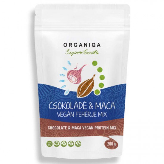 Organiqa 100% bio csokoládé-maca vegán fehérje mix 200g