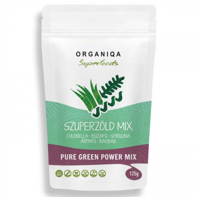 Organiqa bio szuperzöld mix por 125g Organiqa bio szuperzöld mix por 125g