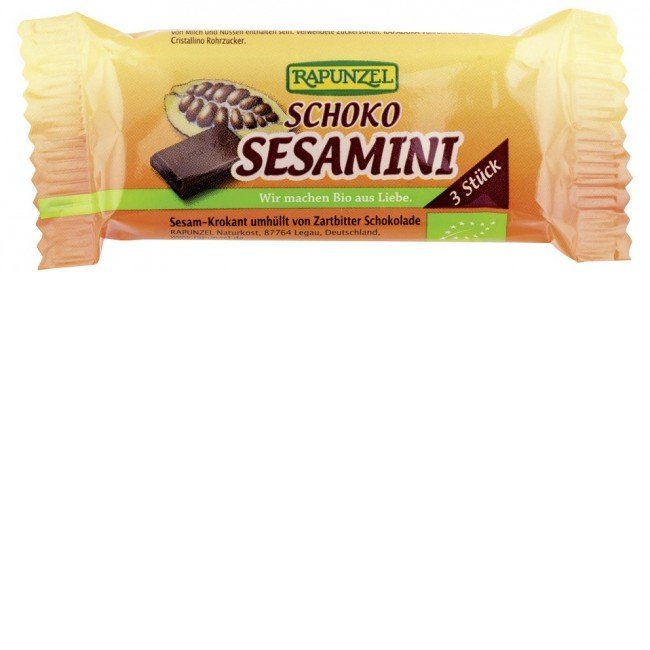 Rapunzel bio csokoládés szezámszelet 27g 