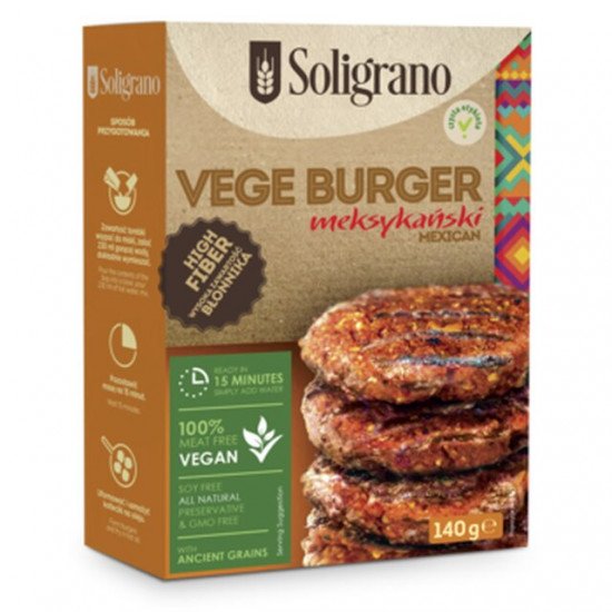 Soligrano vegán burger alappor mexikói 140g Soligrano vegán burger alappor mexikói 140g