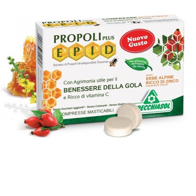 Specchiasol Cukormentes Propolisz szopogatós tabletta cinkkel dúsítva,alpesi gyógynövénnyel 20db