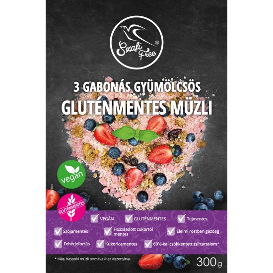 Szafi free müzli 3gabonás+gyümölcsös 300g