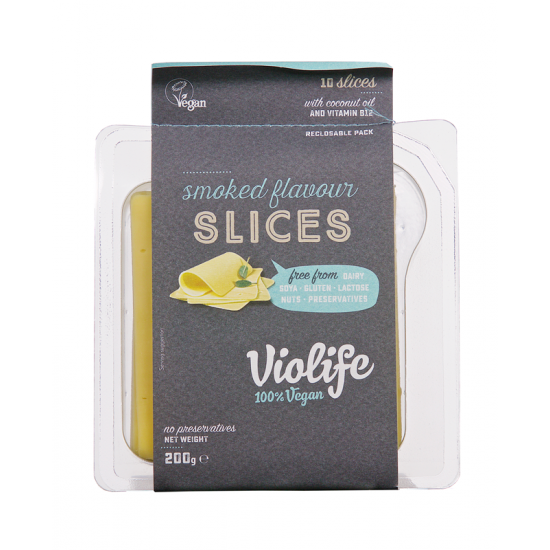 Violife növényi készítmény szeletek füstölt ízű 200g Violife növényi készítmény szeletek füstölt ízű 200g