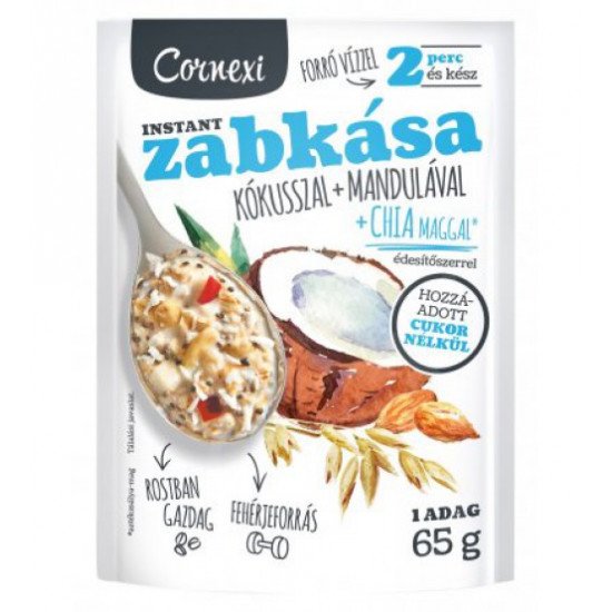 Cornexi zabkása kókusz-mandula-chia mag hcn 65g Cornexi zabkása kókusz-mandula-chia mag hcn 65g
