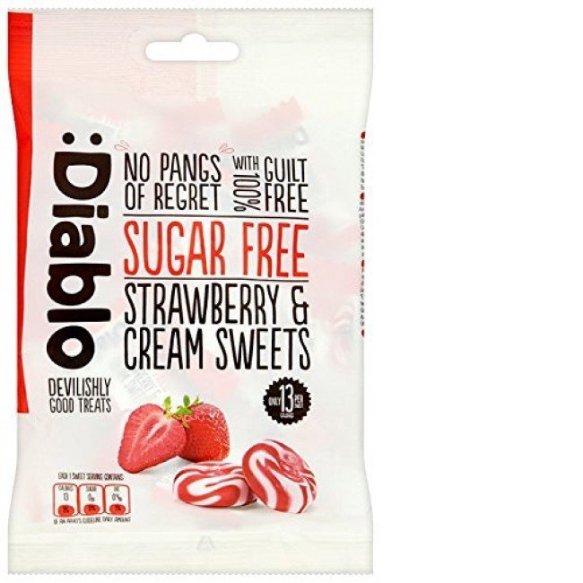 Diablo cukormentes tejszínes epres cukorka 75g