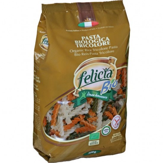 Felicia bio rizs fusilli trikolor gluténmentes tészta 500g