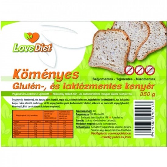 Love diet köményes friss kenyér 350g Love diet köményes friss kenyér 350g