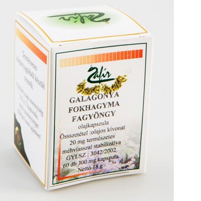 Zafír galagonya-fagyöngy-fokhagyma olajkapszula 60db
