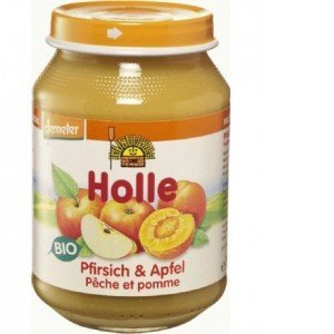 Holle bio bébiétel őszibarack-Alma 190g 