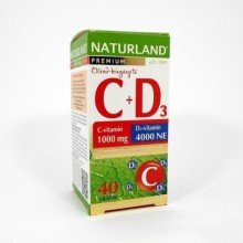 Naturland 1000mg c-vitamin+4000ne d-vitamin tabletta 40db