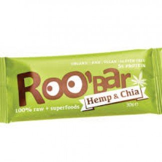 Roobar 100% raw bio gyümölcsszelet kender protein-chia mag 30g