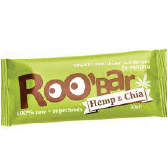 Roobar 100% raw bio gyümölcsszelet kender protein-chia mag 30g