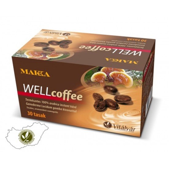 Vitálvár makka wellcoffee instant kávé ganoderma kivonattal 30db Vitálvár makka wellcoffee instant kávé ganoderma kivonattal 30db