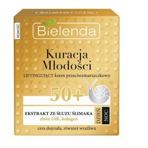 Bielenda Youth Theraphy Lifting (emelő) Arckrém 50+ nappali/éjszakai - csiganyál + 24K arany, 50ml