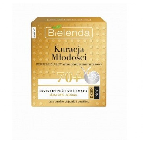 Bielenda Youth Theraphy Revitalizáló Arckrém 70+ nappali/éjszakai - csiganyál + 24K arany, 50ml