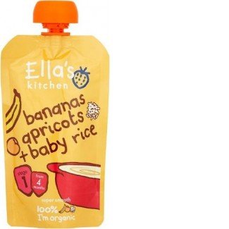 Ellas kitchen banán sárgabarack bébirizs bio bébiétel 120g