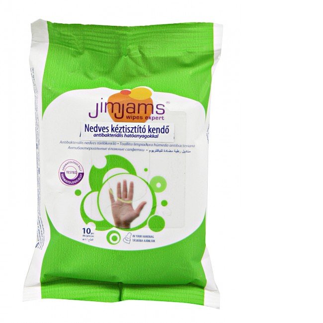 Jimjams nedves kéztisztító kendő antibakteriális hatóanyagokkal 10db