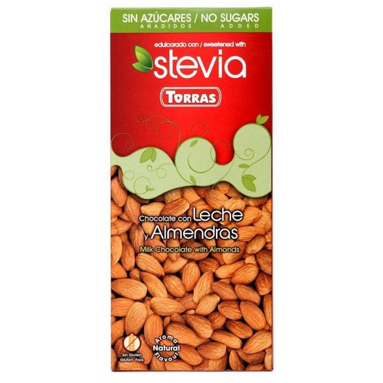 Torras stevia 09. tejcsokoládé mandulás 125g Torras stevia 09. tejcsokoládé mandulás 125g