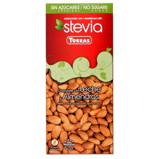 Torras stevia 09. tejcsokoládé mandulás 125g